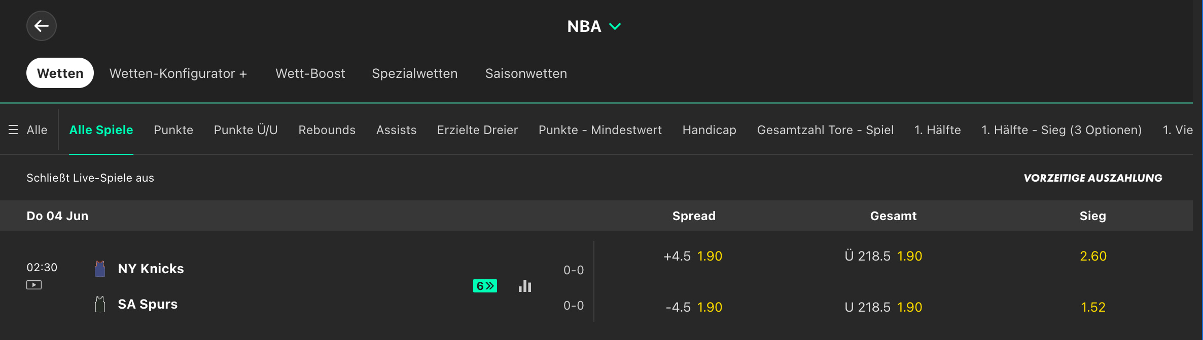 NBA Final Quoten