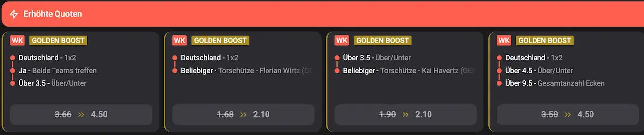 Quotenboosts zum Duell Deutschland vs. Curacao // Bild: Wettson