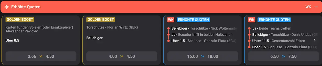 Ecuador gegen Deutschland: Quoten-Boost bei Wettson