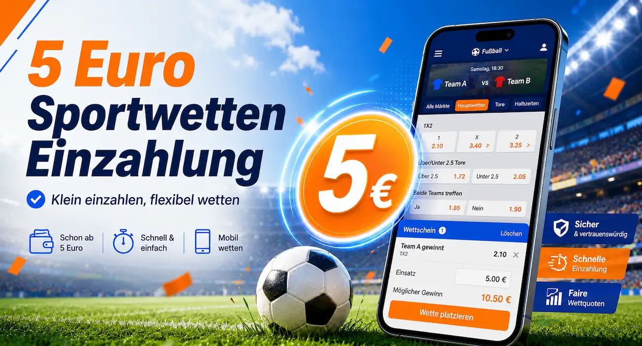 5 Euro Sportwetten Einzahlung: Wettanbieter & Empfehlungen // Bild: Eigenes/KI