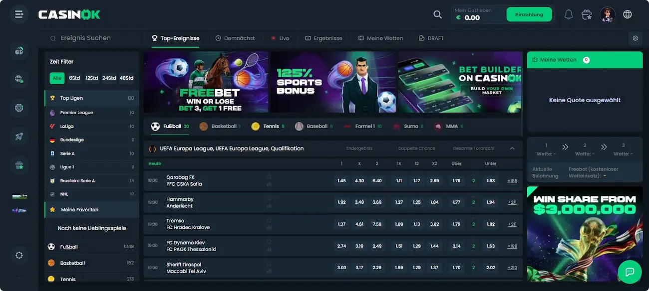 CasinOK Sportwetten Angebot
