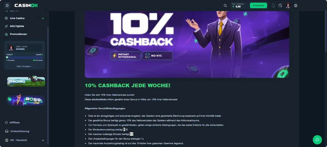 CasinoOK Test der Stammkunden-Angebote