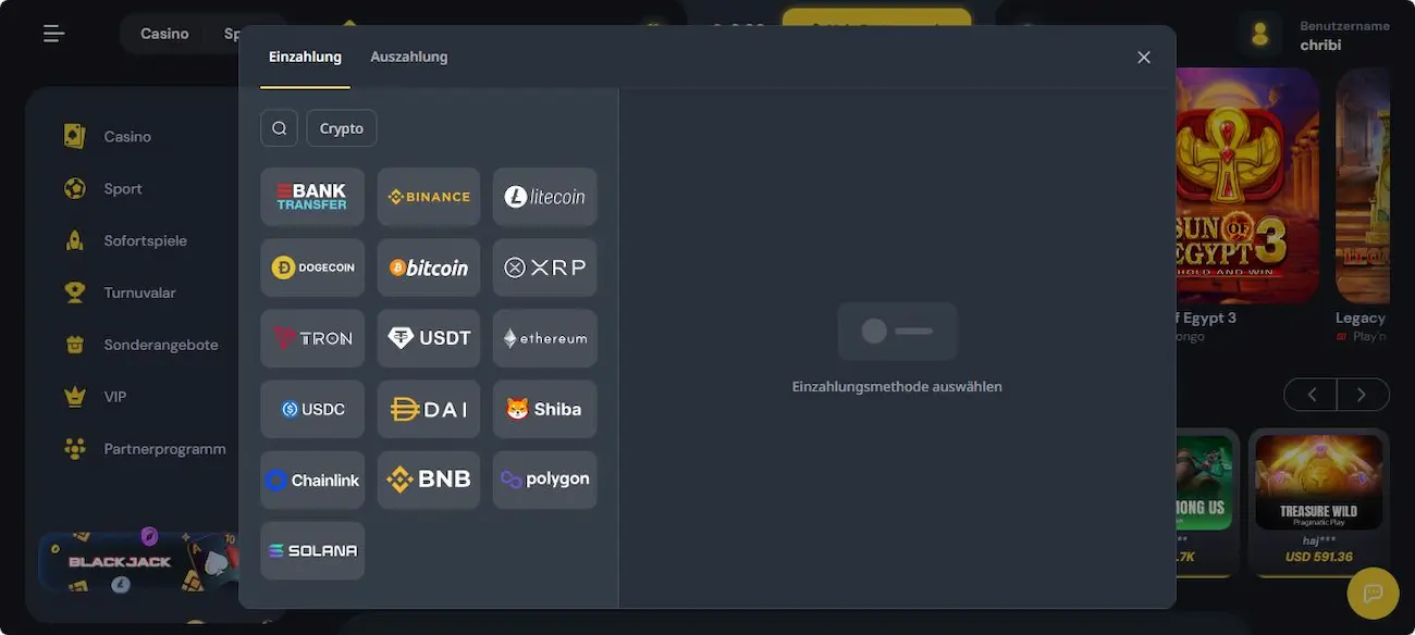 CocoBet Einzahlungsmethoden