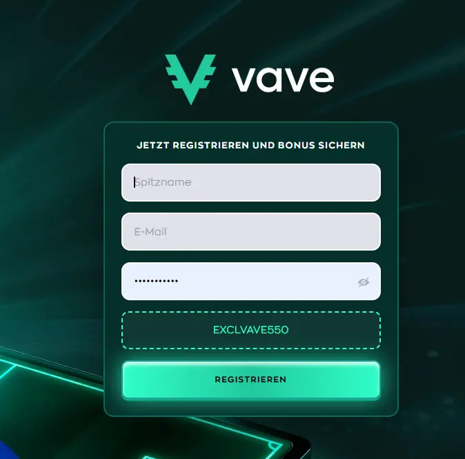 Vave Gutscheincode: Eintragen und loslegen