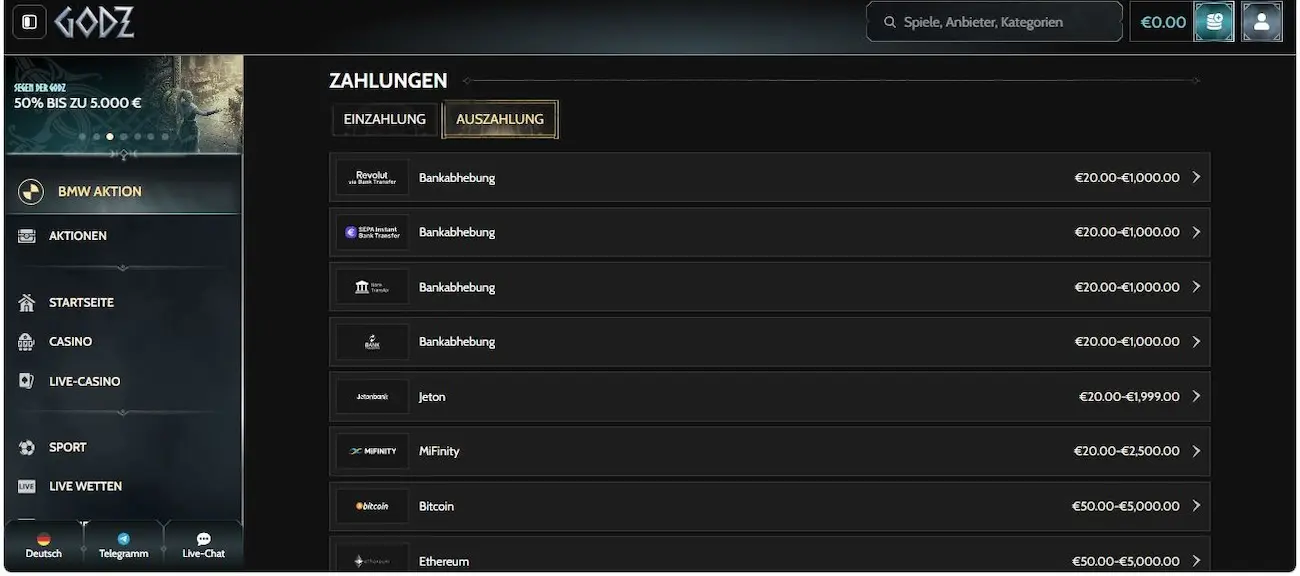 Godz Erfahrungen mit der Auszahlung