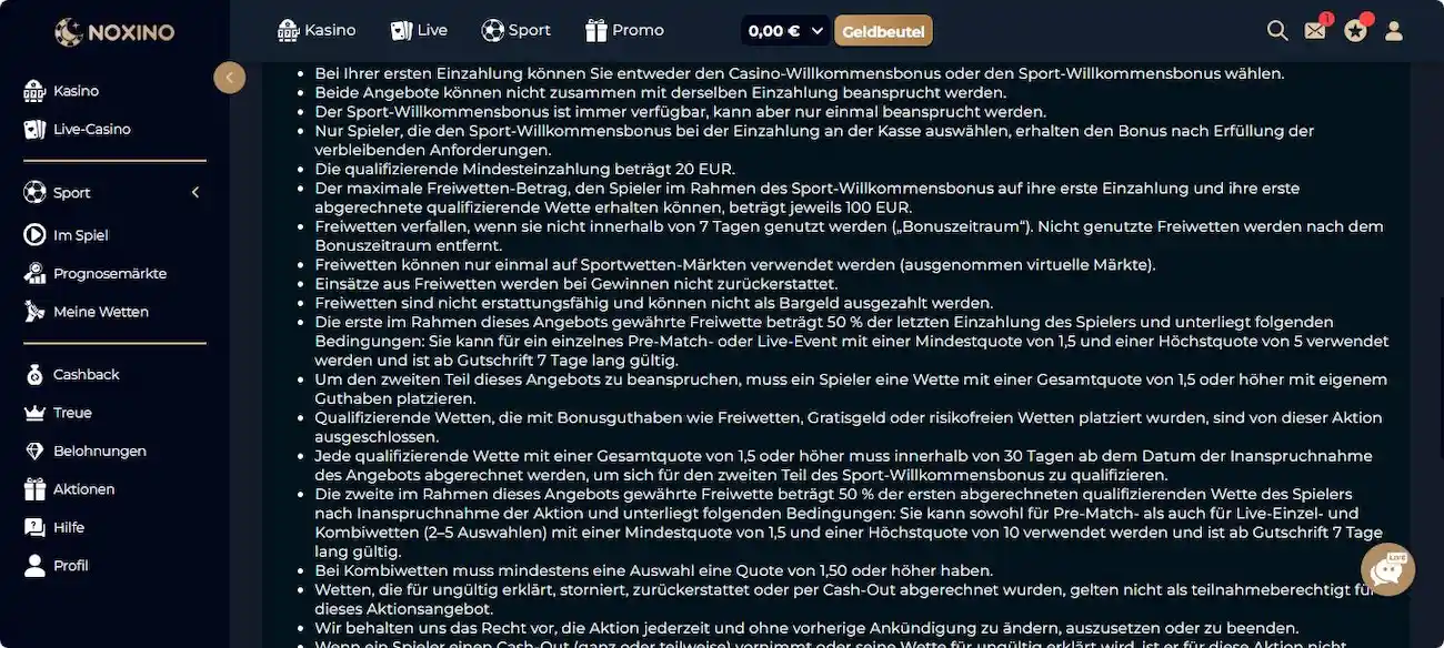 Noxino Neukundenbonus - Die Regeln