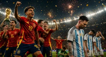 WM-Finale 2026: Spanien vs. Argentinien - Ferran Torres entscheidet das Spiel mit 1:0 für die Rote Furie // Bild: Eigenes/KI