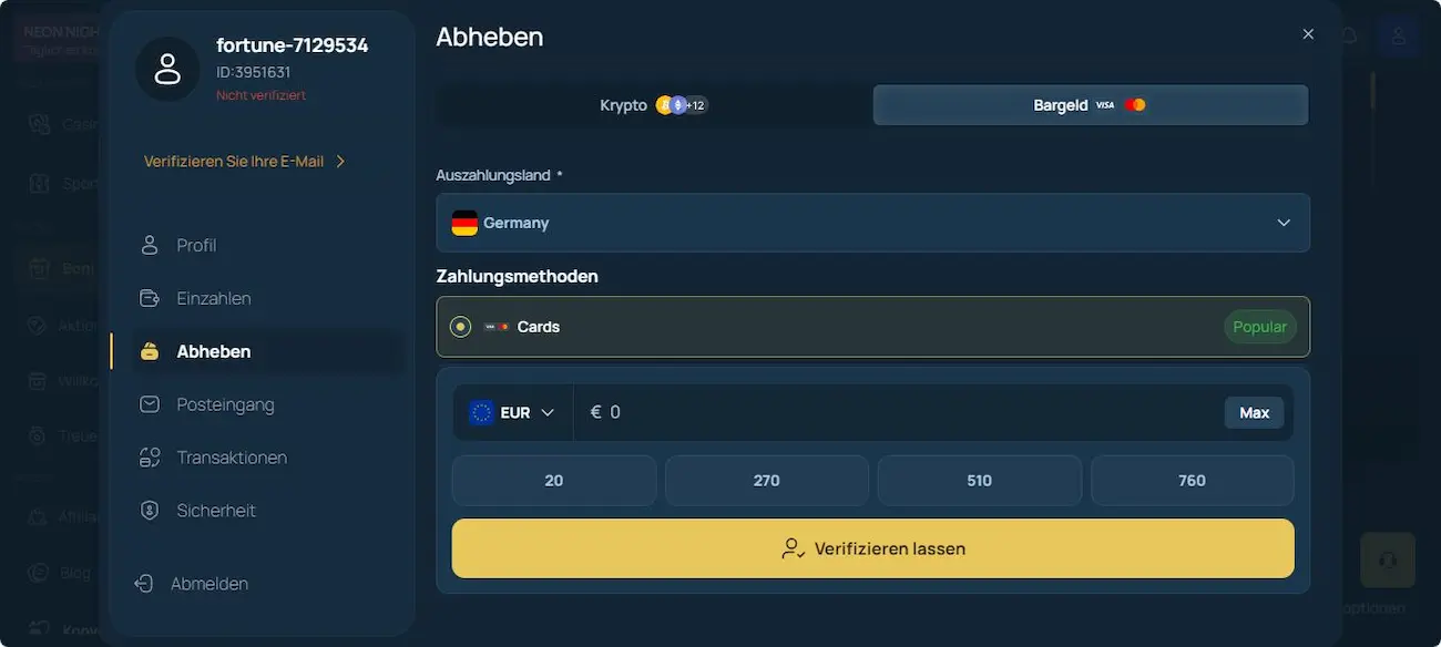 FortuneJack Erfahrungen mit der Auszahlung