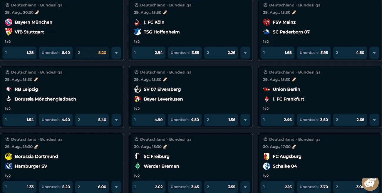 Bundesliga Quoten zum 1. Spieltag 26/27 // Bild: Noxino