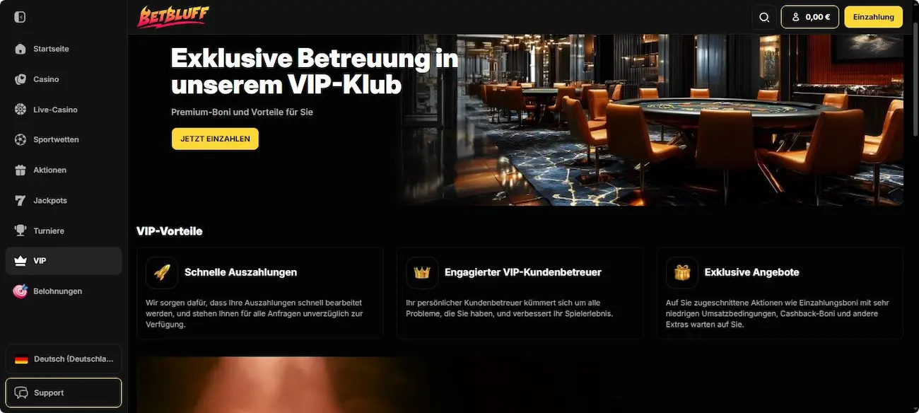 Einen VIP-Club gibt es beim Buchmacher ebenfalls