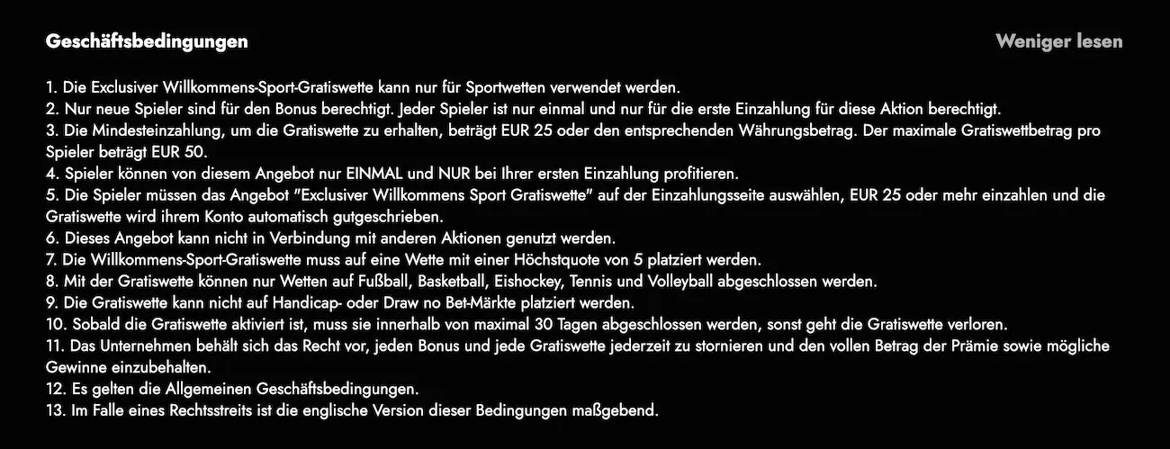 Regeln des exklusiven Bonus auf einen Blick!