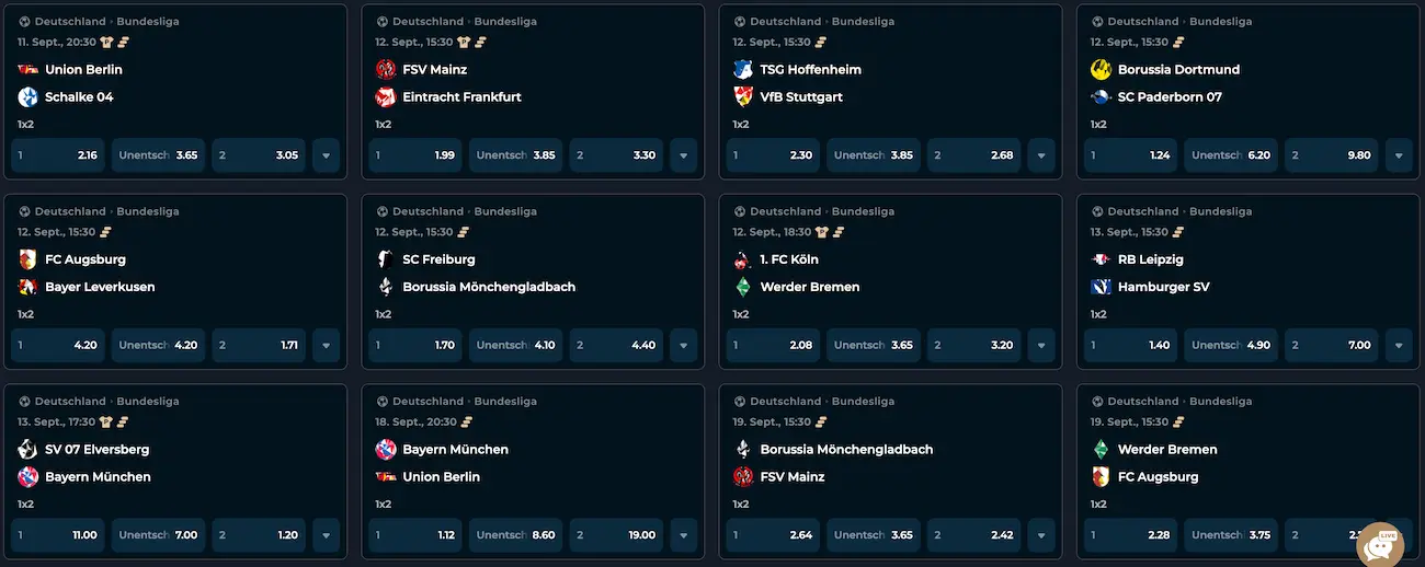 Bundesliga Quoten zum 3. Spieltag // Bild: Noxino