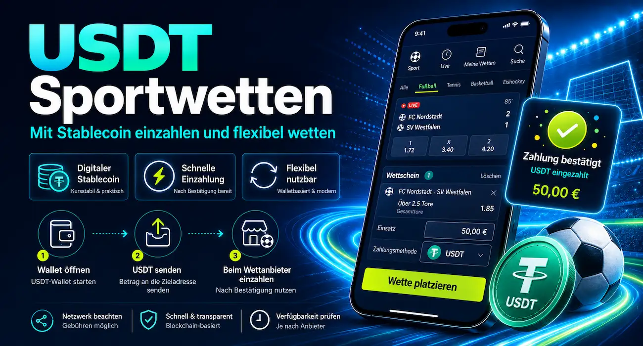USDT Sportwetten - So zahlst du mit Tether ein // Bild: Eigenes/KI