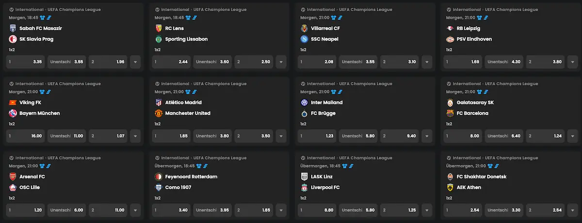Champions League Tipps zum 2. Spieltag der Ligaphase // Bild: BetBlast