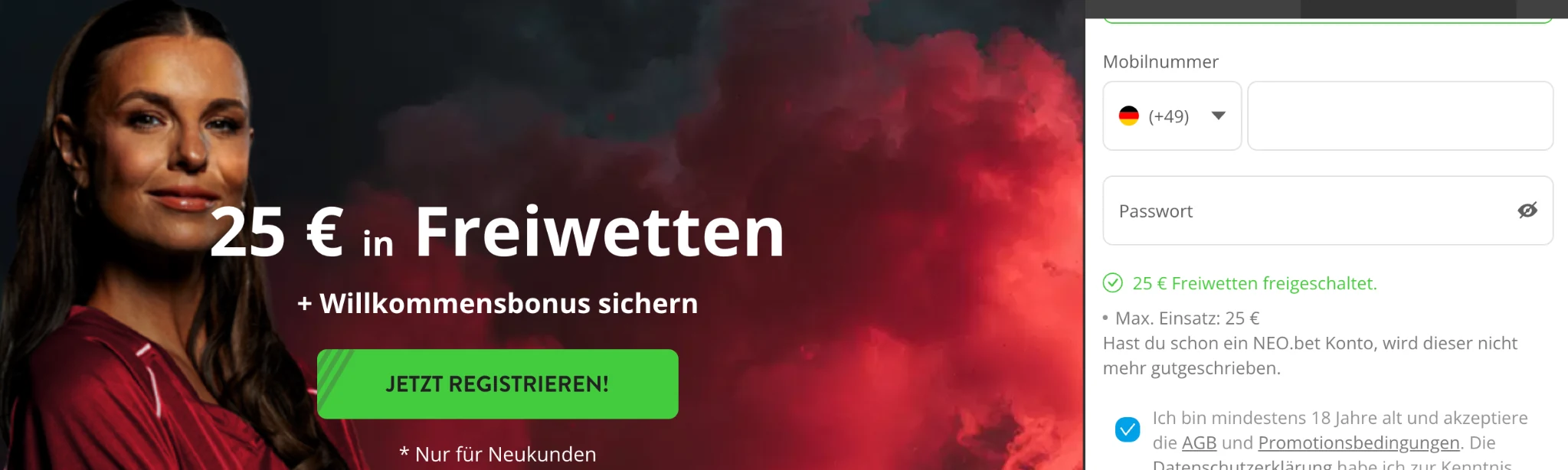 NEO.bet 25 € Freiwetten und Willkommensbonus für Neukunden